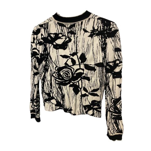 St. John Size 6 Zip Front Sweater Black & White - Picture 3 of 6